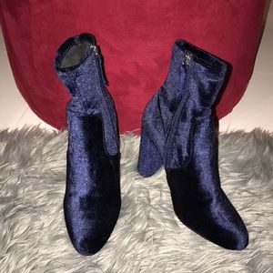 Navy suede Steve Madden heel booties